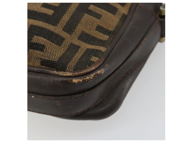 Bolsa de Ombro FENDI Zucca Canvas Preto Marrom Auth 182366 - vista 11
