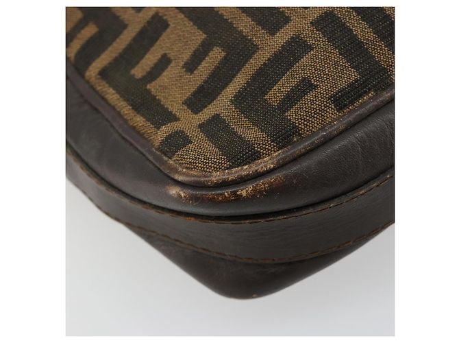 Bolsa de Ombro FENDI Zucca Canvas Preto Marrom Auth 182366 - vista 12