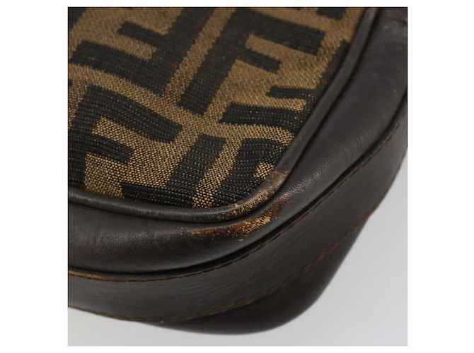 Bolsa de Ombro FENDI Zucca Canvas Preto Marrom Auth 182366 - vista 13
