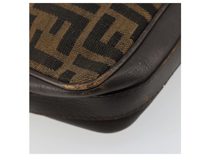 Bolsa de Ombro FENDI Zucca Canvas Preto Marrom Auth 182366 - vista 14