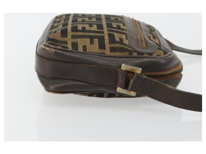 Bolsa de Ombro FENDI Zucca Canvas Preto Marrom Auth 182366 - vista 4