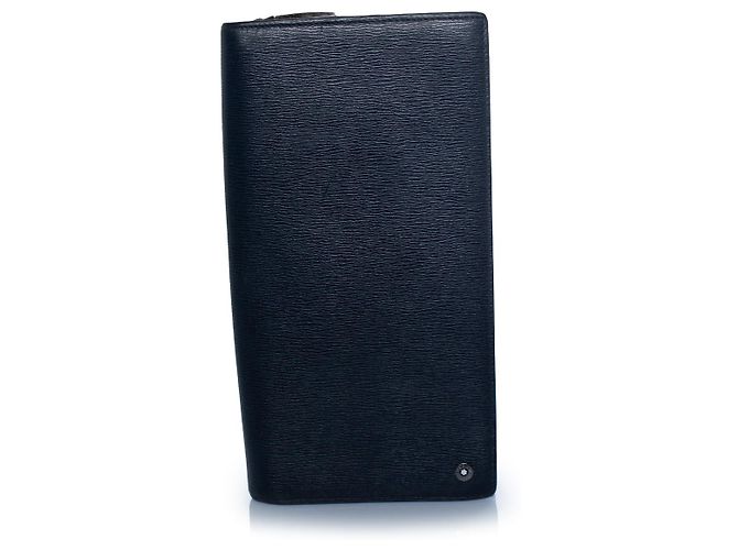 Montblanc, portafoglio con zip in pelle blu - vista 3