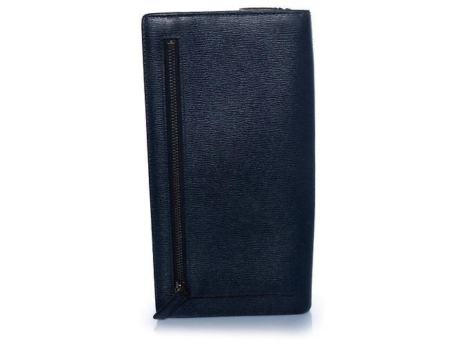Montblanc, portafoglio con zip in pelle blu - vista 4