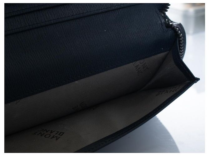 Montblanc, portafoglio con zip in pelle blu - vista 7