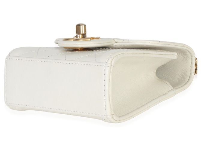 Timeless Clutch Chanel White Lambskin Quilted Chic Pearls On Chain Bianco - vista 6