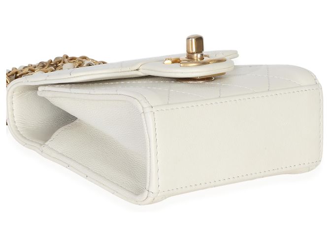 Timeless Clutch Chanel White Lambskin Quilted Chic Pearls On Chain Bianco - vista 7