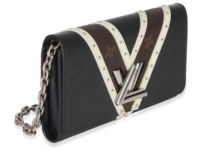 Portafoglio con catena Twist in tela Monogram V bianco e nero Louis Vuitton - vista 4