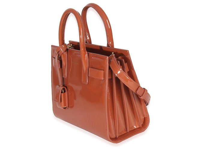 Saint Laurent Nano Sac de Jour in vernice Rosa Tenue Marrone Arancione - vista 3