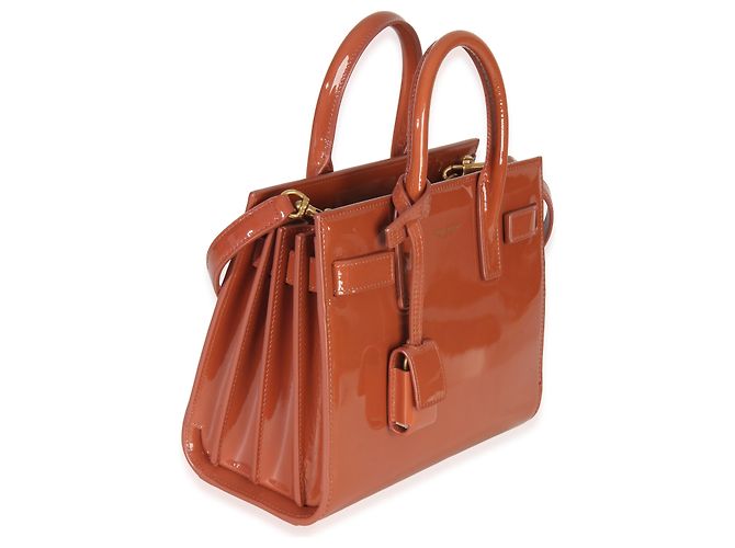 Saint Laurent Nano Sac de Jour in vernice Rosa Tenue Marrone Arancione - vista 4