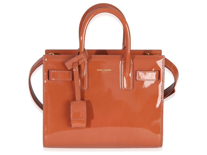 Saint Laurent Nano Sac de Jour in vernice Rosa Tenue Marrone Arancione - vista 8