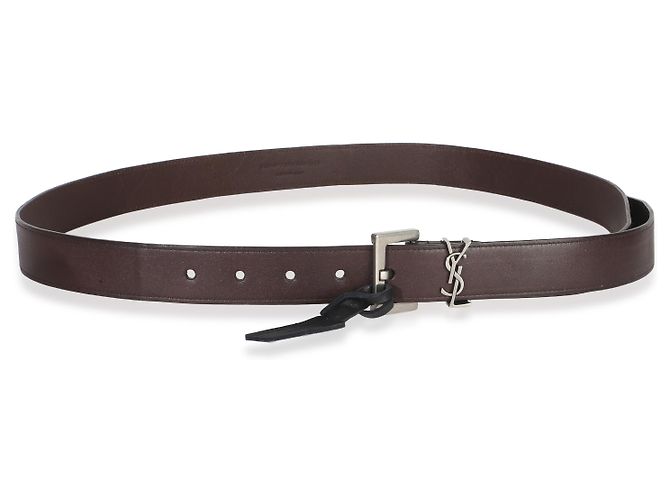 Cintura Saint Laurent da uomo in agnello marrone Cassandre 100/40 - vista 3