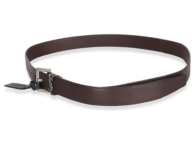 Cintura Saint Laurent da uomo in agnello marrone Cassandre 100/40 - vista 4