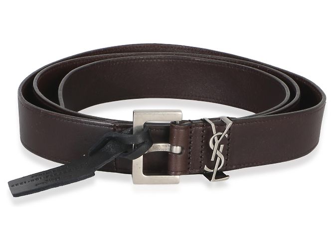 Cintura Saint Laurent da uomo in agnello marrone Cassandre 100/40 - vista 5