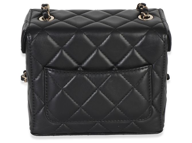Borsa Small Secret Box in agnello trapuntato nero Chanel - vista 2