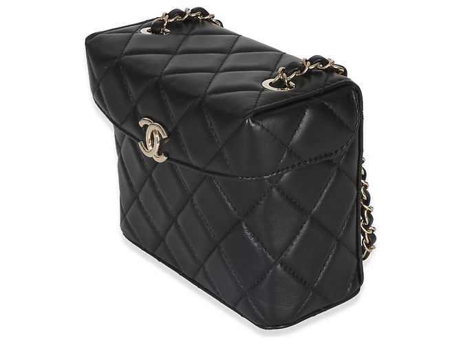 Borsa Small Secret Box in agnello trapuntato nero Chanel - vista 3