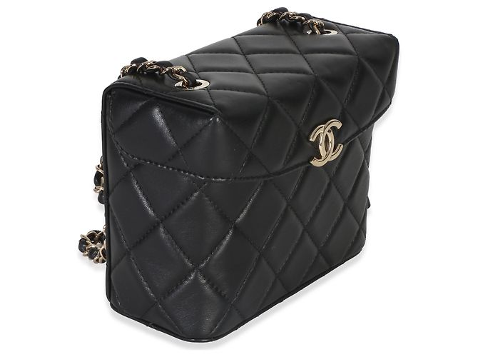 Borsa Small Secret Box in agnello trapuntato nero Chanel - vista 4