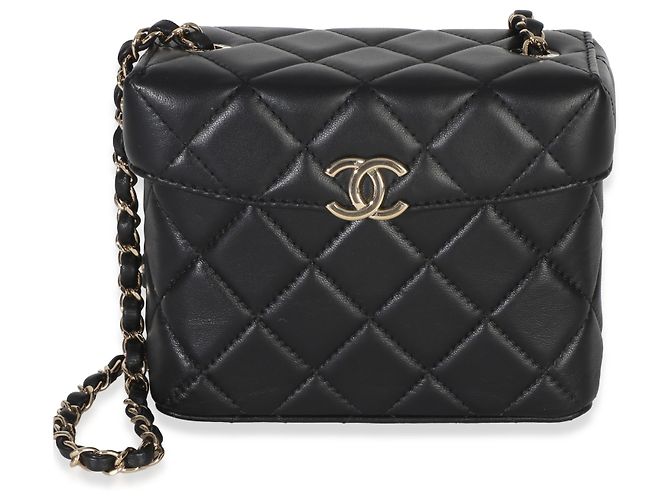 Borsa Small Secret Box in agnello trapuntato nero Chanel - vista 8