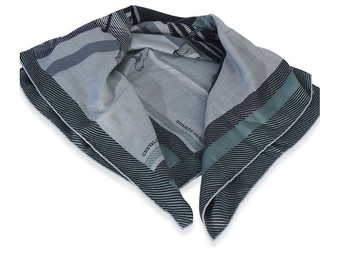 Sciarpa in cashmere e seta Hermès da uomo Ciel Chine Cheval a la Couverture 100 - vista 2