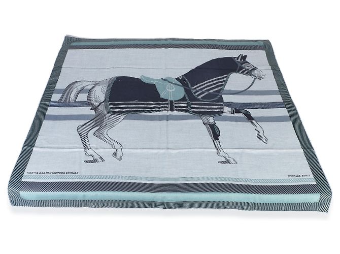 Sciarpa in cashmere e seta Hermès da uomo Ciel Chine Cheval a la Couverture 100 - vista 3