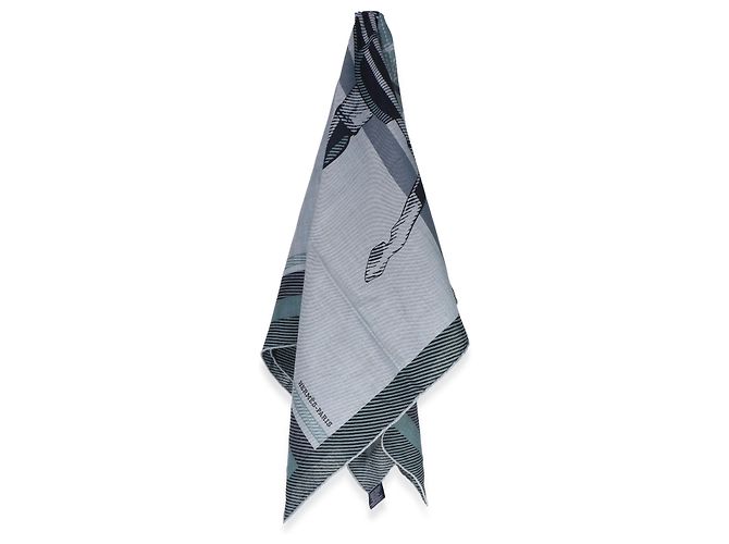 Sciarpa in cashmere e seta Hermès da uomo Ciel Chine Cheval a la Couverture 100 - vista 4