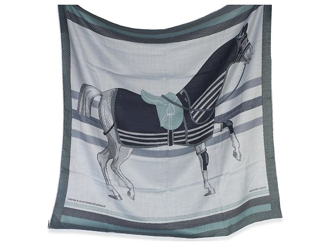 Sciarpa in cashmere e seta Hermès da uomo Ciel Chine Cheval a la Couverture 100 - vista 5