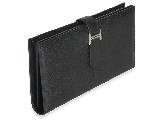 Portafoglio Hermès Bearn in pelle Epsom nero PHW - vista 4