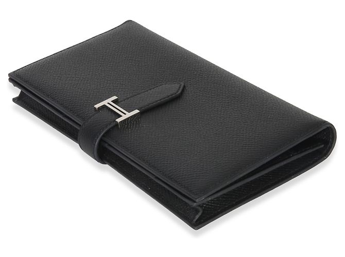 Portafoglio Hermès Bearn in pelle Epsom nero PHW - vista 6