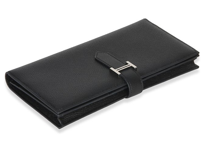 Portafoglio Hermès Bearn in pelle Epsom nero PHW - vista 7
