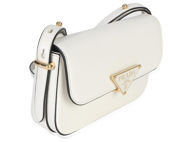 Borsa Prada in pelle liscia bianca con logo triangolo Bianco - vista 4