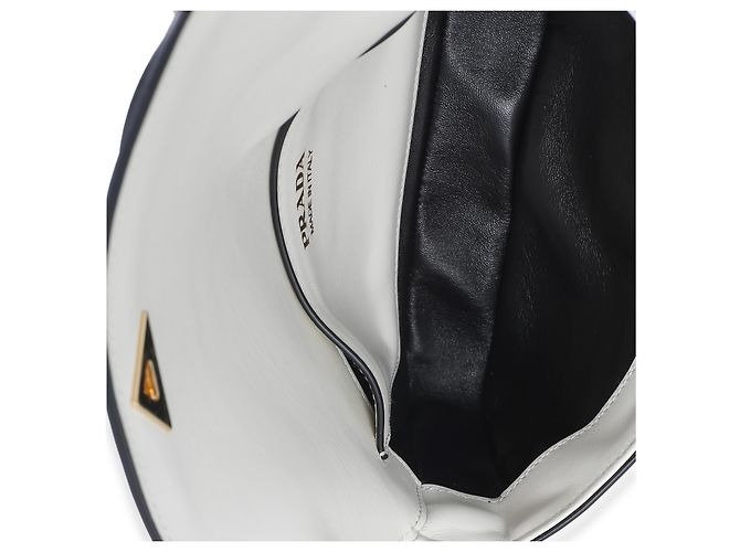Borsa Prada in pelle liscia bianca con logo triangolo Bianco - vista 5