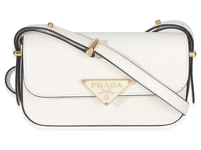 Borsa Prada in pelle liscia bianca con logo triangolo Bianco - vista 8