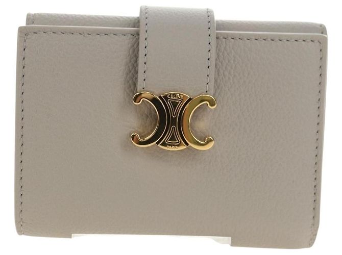 Céline Celine Triomphe Trifold Leather Small Beige - view 2