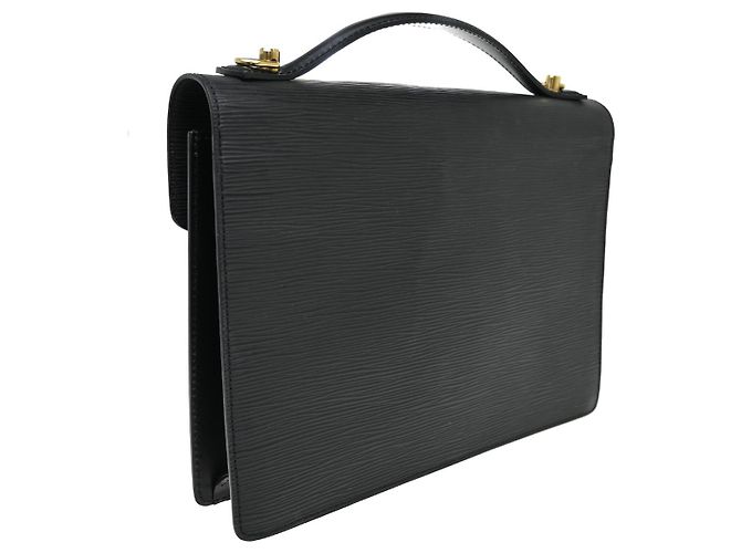 Borsa Louis Vuitton Monceau in pelle Epi BB Nero - vista 2