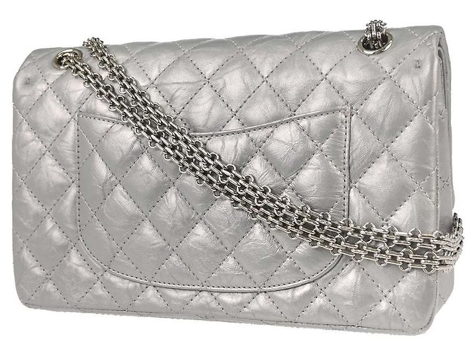 Chanel Reissue 2.55 Double Compartment Flap Quilted Aged Calfskin 225 Argento - vista 2