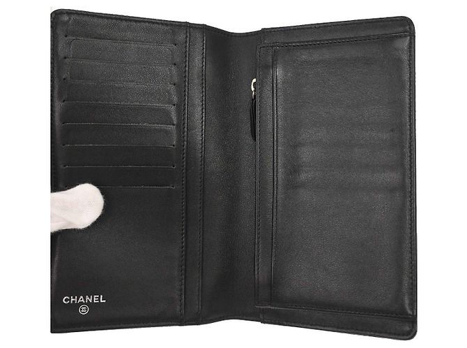 Chanel CHANEL Portafoglio lungo bifold V Stitch Chevron Rosa Chevron medium Nero - vista 7