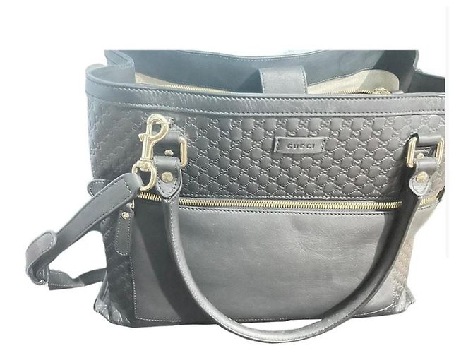 Gucci Microguccissima Borsa Tote in Pelle Nera Nero - vista 14