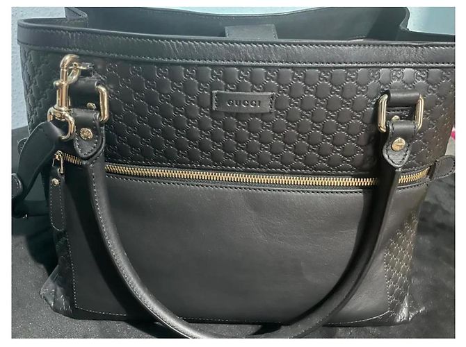Gucci Microguccissima Borsa Tote in Pelle Nera Nero - vista 4