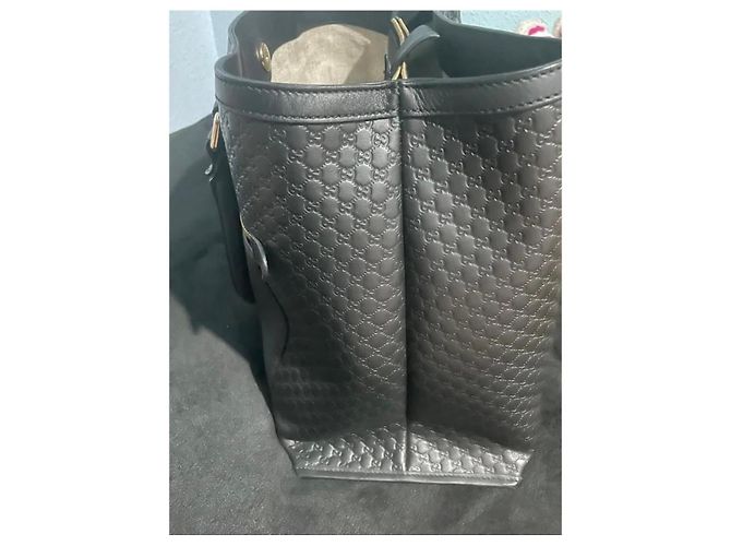 Gucci Microguccissima Borsa Tote in Pelle Nera Nero - vista 5