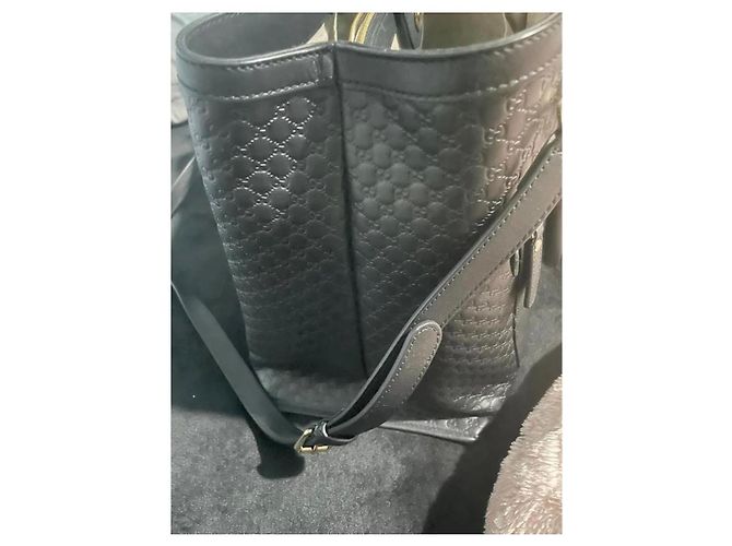 Gucci Microguccissima Borsa Tote in Pelle Nera Nero - vista 6
