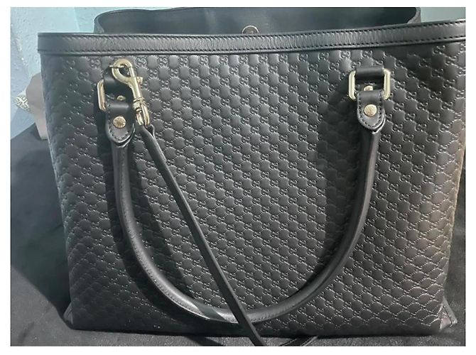 Gucci Microguccissima Borsa Tote in Pelle Nera Nero - vista 7