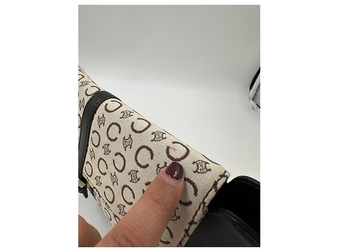 Céline Borsa a tracolla Celine in tela rivestita e pelle marrone Beige - vista 10