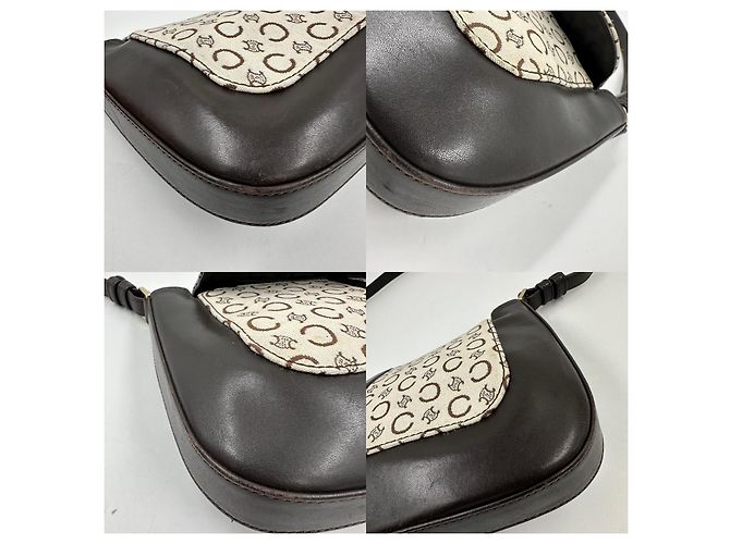 Céline Borsa a tracolla Celine in tela rivestita e pelle marrone Beige - vista 19