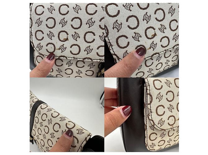 Céline Borsa a tracolla Celine in tela rivestita e pelle marrone Beige - vista 20