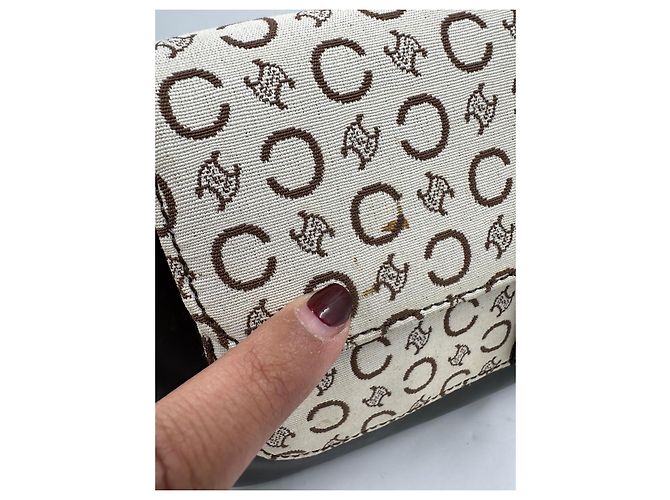 Céline Borsa a tracolla Celine in tela rivestita e pelle marrone Beige - vista 5