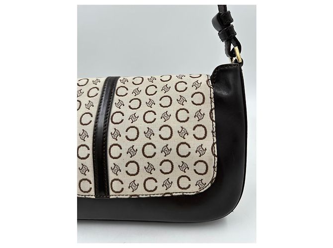 Céline Borsa a tracolla Celine in tela rivestita e pelle marrone Beige - vista 8