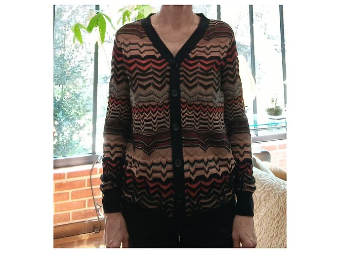 Missoni Zickzack-Muster Cardigan Braun Pink Rot Mehrfarben - Ansicht 2