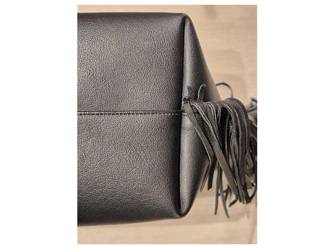Borsa Tote Saint Laurent in pelle nera con frange Nero - vista 4