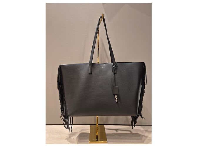 Borsa Tote Saint Laurent in pelle nera con frange Nero - vista 9