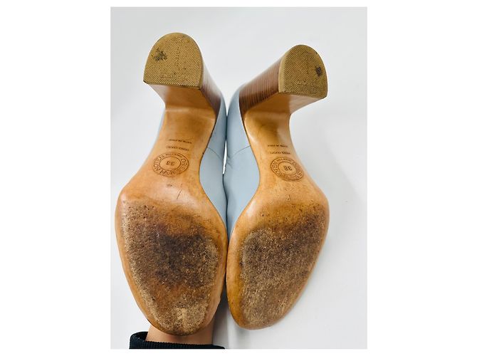 Dries Van Noten Pumps aus hellblauem Leder - Ansicht 13
