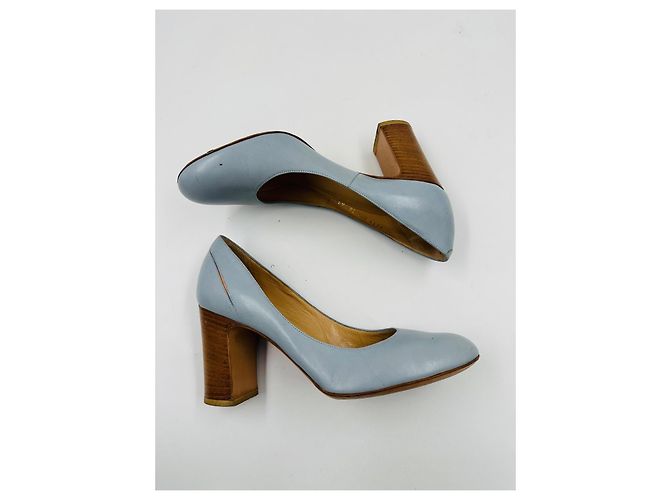 Dries Van Noten Pumps aus hellblauem Leder - Ansicht 3